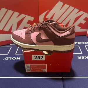 Nike Dunk Low Pink and Burgundy Leather Sneakers